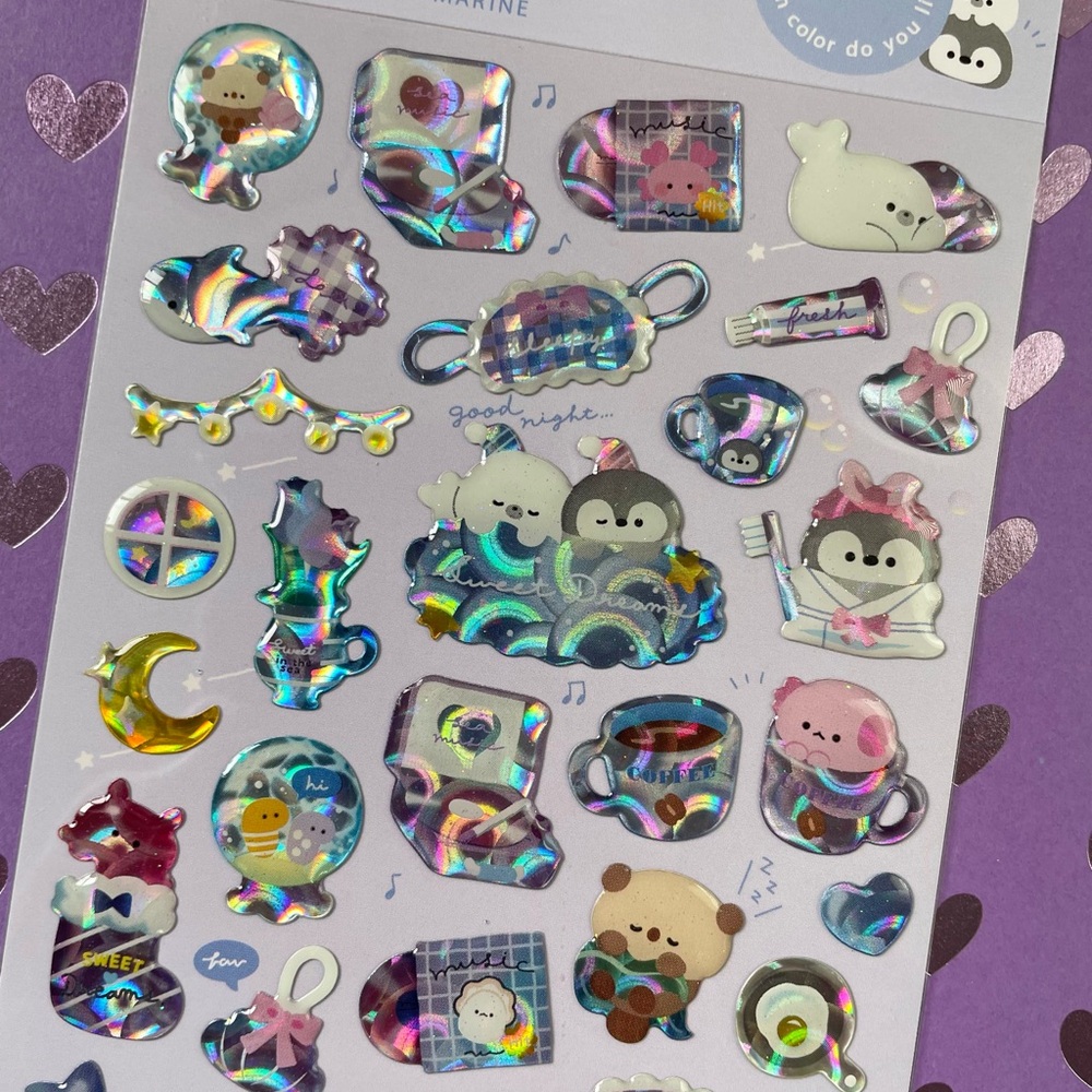 Melty Couleur hologram resin sticker -Marine